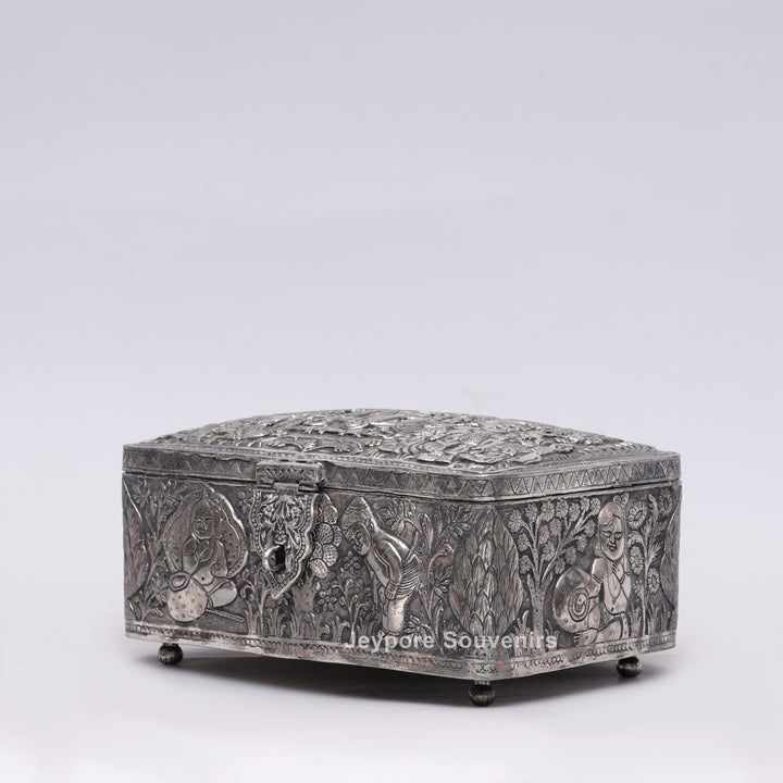 Traditional Handcrafted Wedding Procession Silver-Plated Jewellery Box