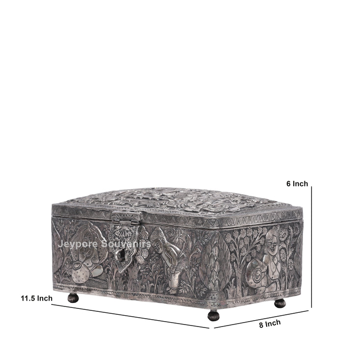 Traditional Handcrafted Wedding Procession Silver-Plated Jewellery Box