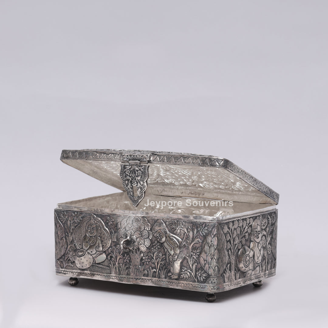 Traditional Handcrafted Wedding Procession Silver-Plated Jewellery Box