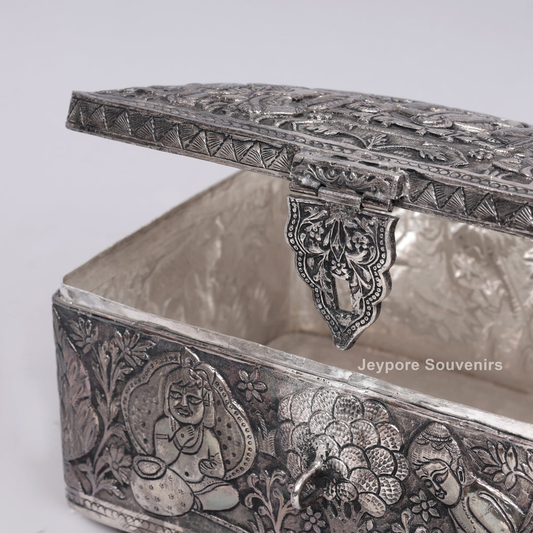 Traditional Handcrafted Wedding Procession Silver-Plated Jewellery Box
