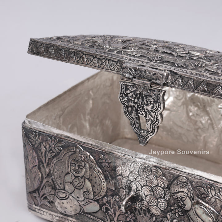 Traditional Handcrafted Wedding Procession Silver-Plated Jewellery Box