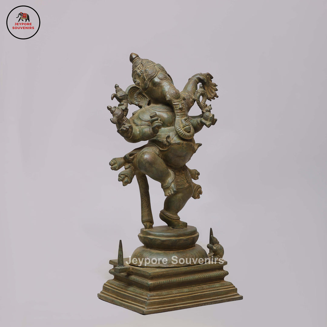 Six-Armed Dancing Ganesha in Swamimalai Lost-Wax Bronze