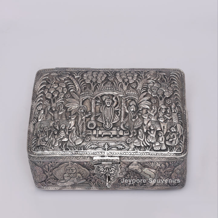 Traditional Handcrafted Wedding Procession Silver-Plated Jewellery Box