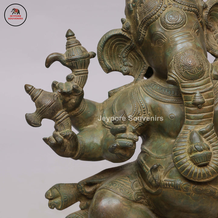 Six-Armed Dancing Ganesha in Swamimalai Lost-Wax Bronze
