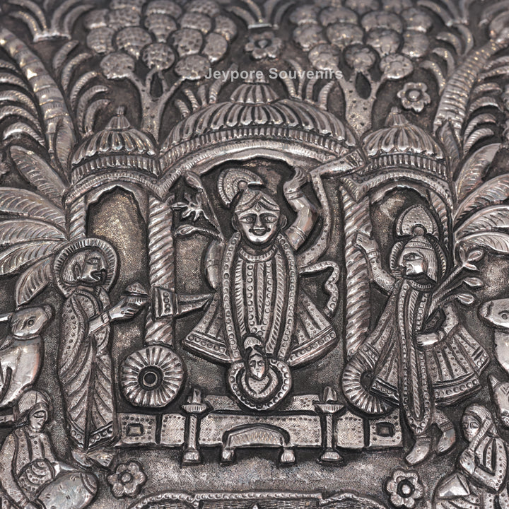 Traditional Handcrafted Wedding Procession Silver-Plated Jewellery Box
