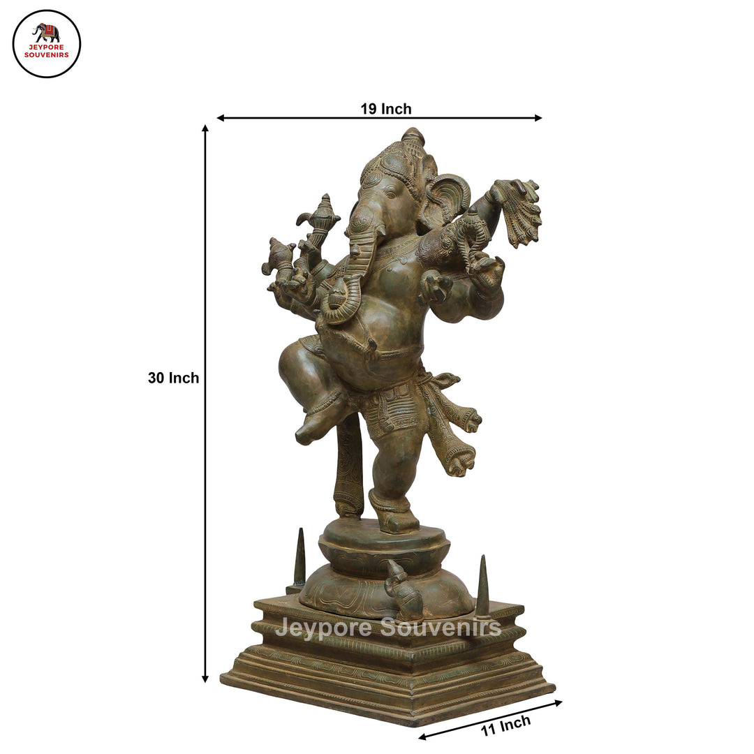 Six-Armed Dancing Ganesha in Swamimalai Lost-Wax Bronze