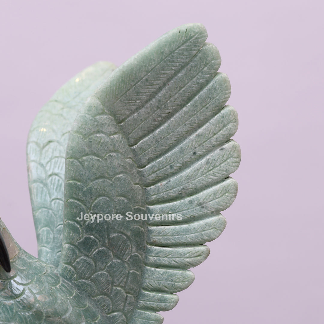 Jade Parrot Sculpture With Amethyst Base
