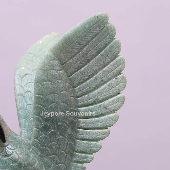 Jade Parrot Sculpture With Amethyst Base