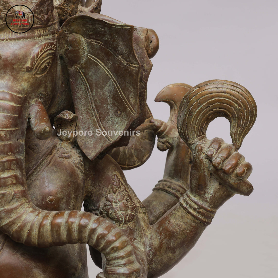 Handcrafted Bronze Lord Ganesha Statue on Double Lotus Pedestal