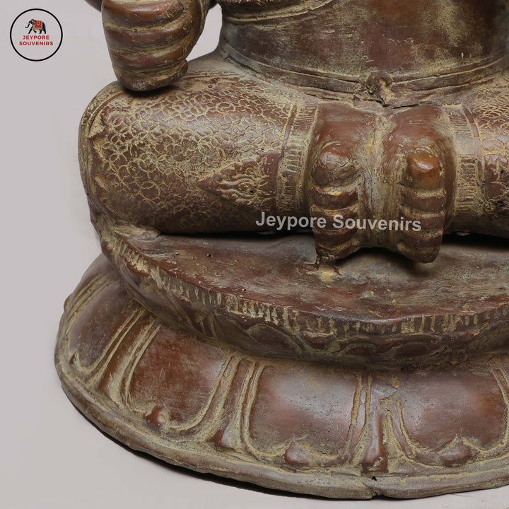 Handcrafted Bronze Lord Ganesha Statue on Double Lotus Pedestal