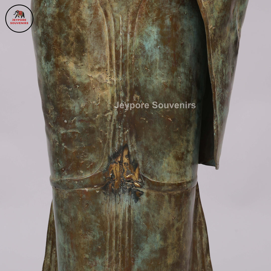 Handcrafted Brass Standing Buddha Statue in Anjali Mudra