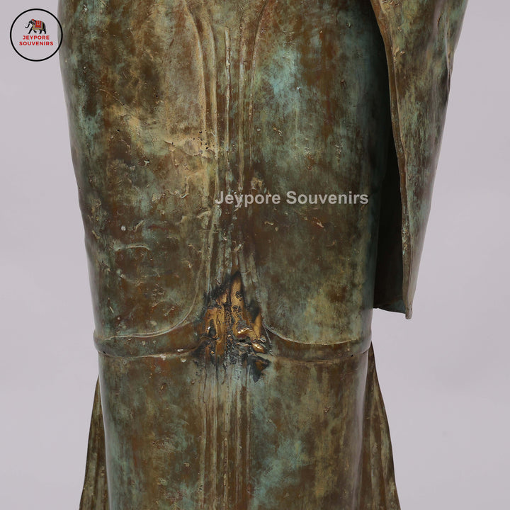 Handcrafted Brass Standing Buddha Statue in Anjali Mudra