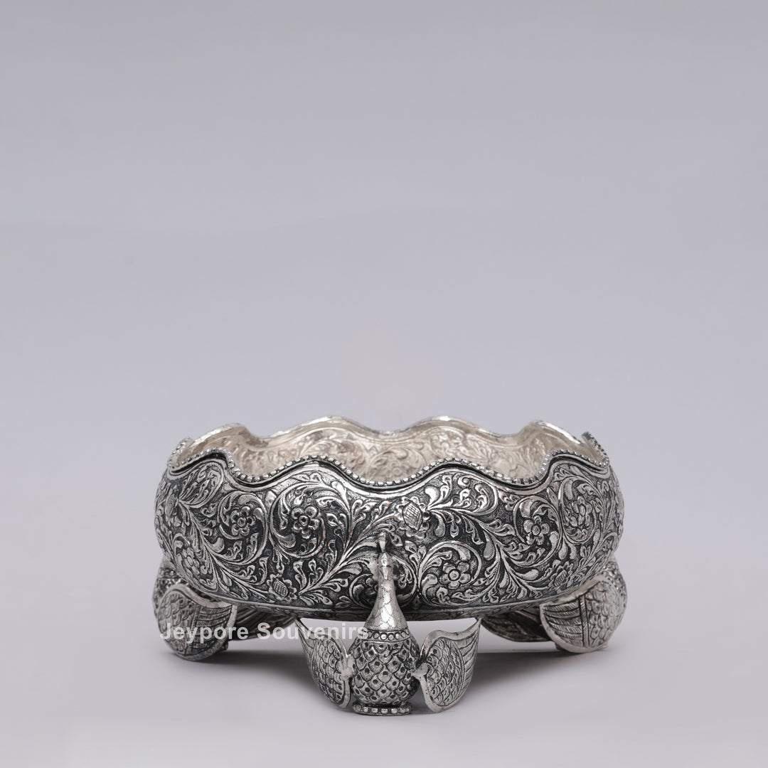 Handcrafted German Silver Antique Decorative Peacock Urli