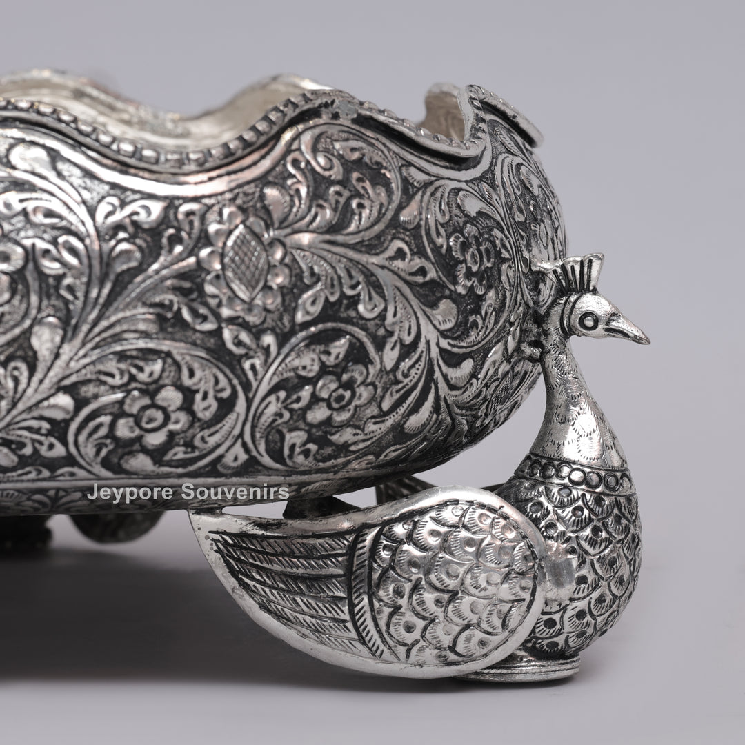 Handcrafted German Silver Antique Decorative Peacock Urli
