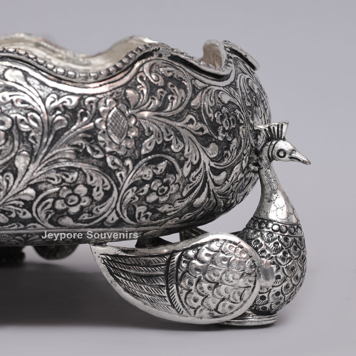 Handcrafted German Silver Antique Decorative Peacock Urli