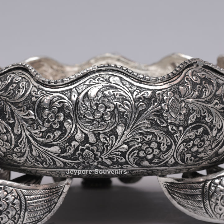 Handcrafted German Silver Antique Decorative Peacock Urli
