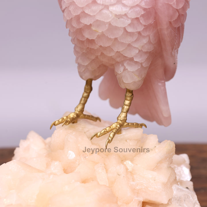 Semi Precious Rose Quartz Pink Owl