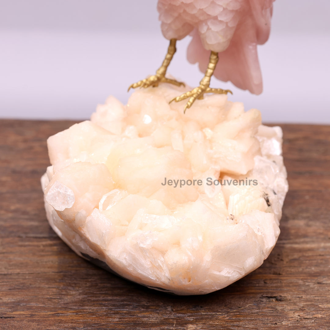 Semi Precious Rose Quartz Pink Owl