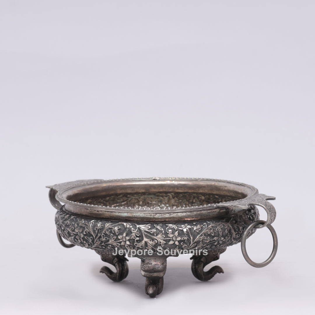 Handcrafted German Silver Polished Urli with Elephant Feet
