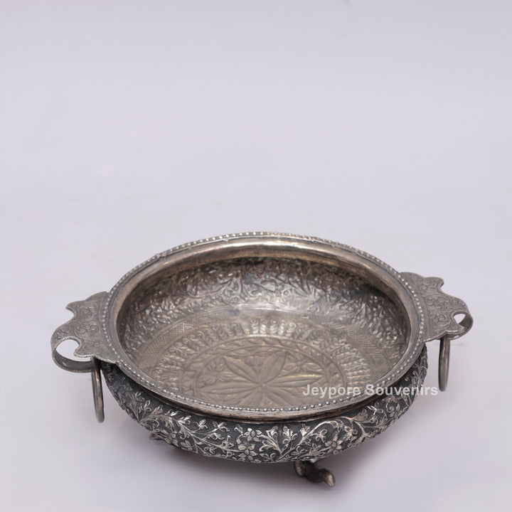 Handcrafted German Silver Polished Urli with Elephant Feet