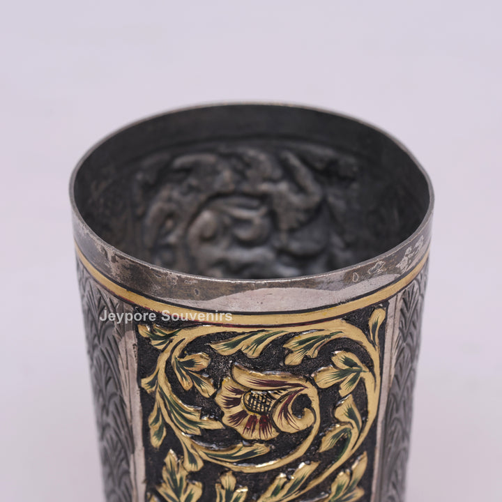 Handcrafted Oxidized Floral Design Decorative Glass
