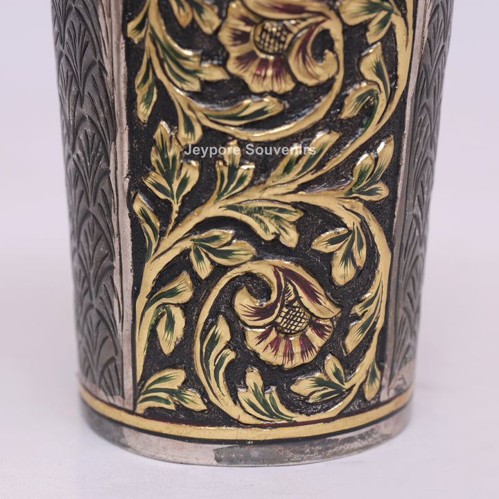 Handcrafted Oxidized Floral Design Decorative Glass