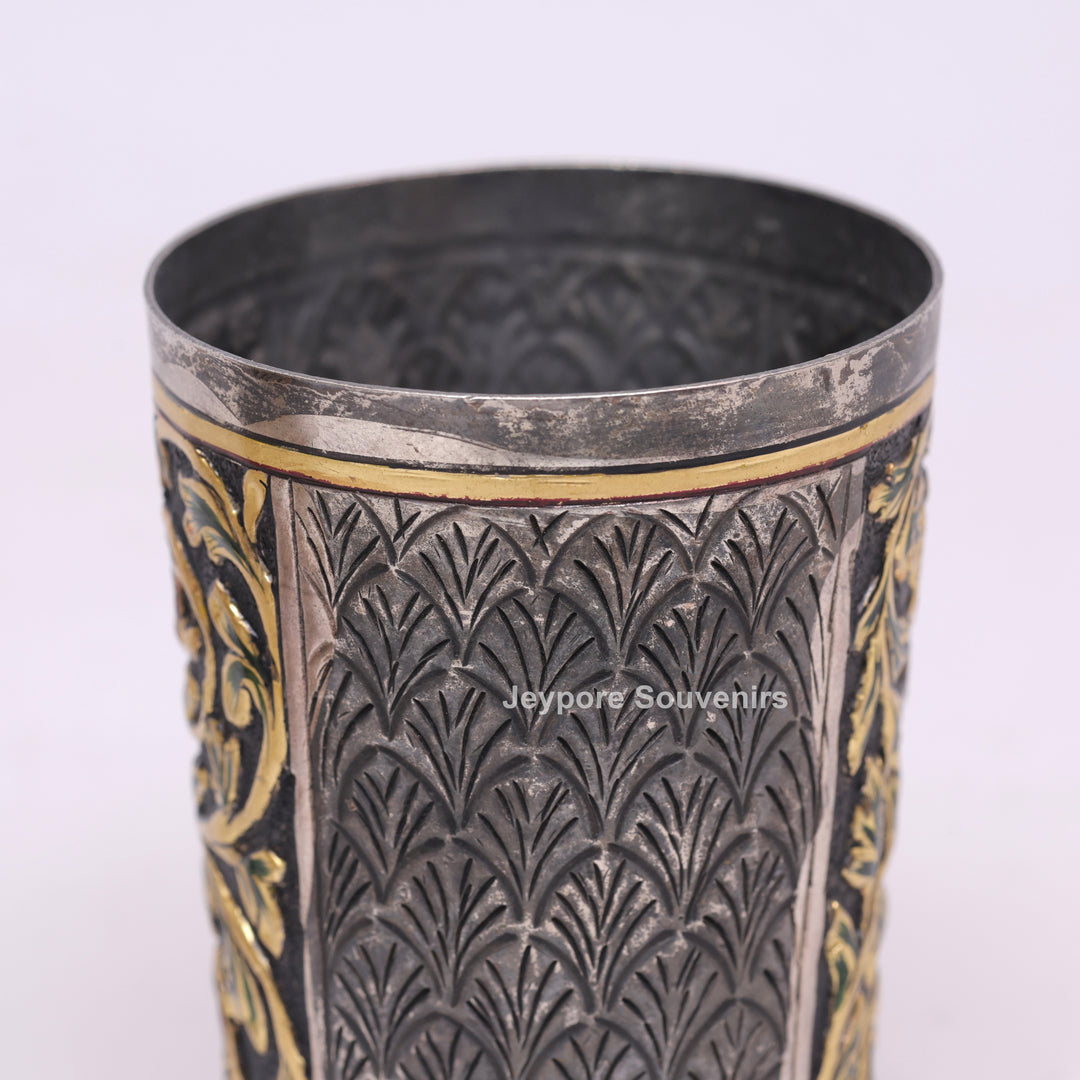 Handcrafted Oxidized Floral Design Decorative Glass