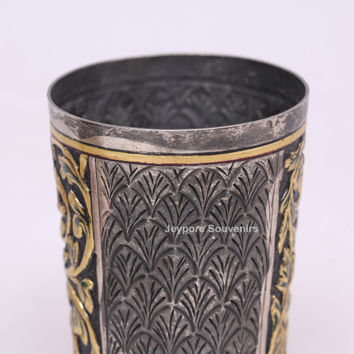 Handcrafted Oxidized Floral Design Decorative Glass