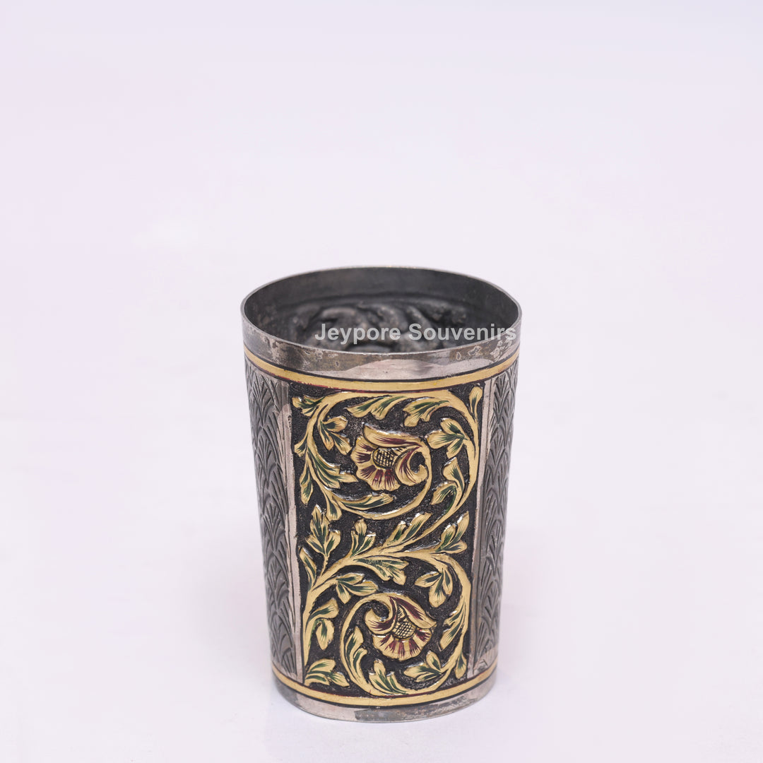 Handcrafted Oxidized Floral Design Decorative Glass