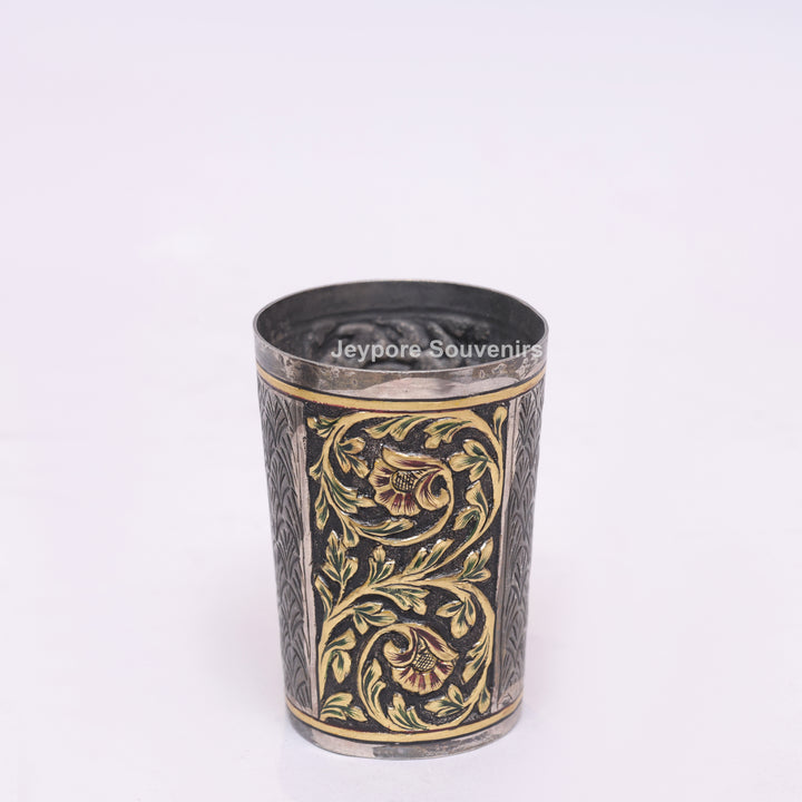 Handcrafted Oxidized Floral Design Decorative Glass