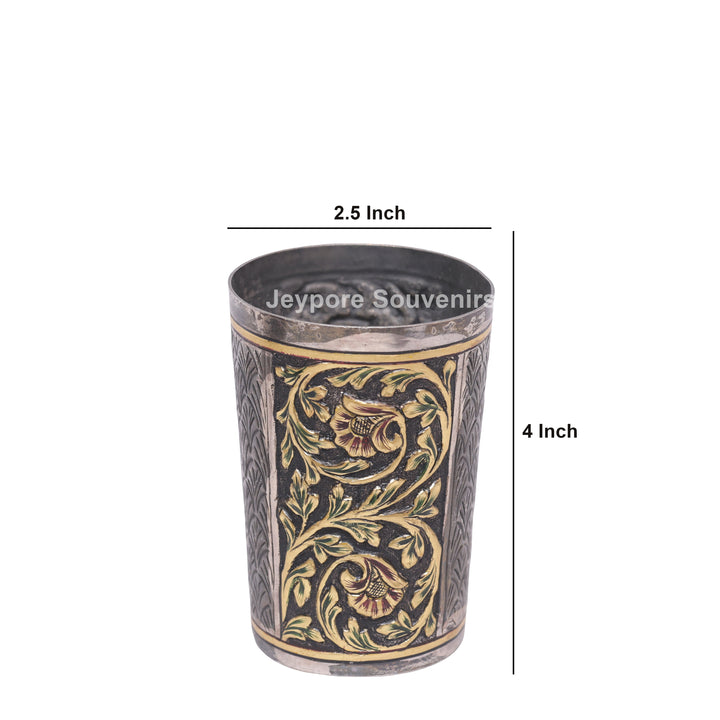 Handcrafted Oxidized Floral Design Decorative Glass