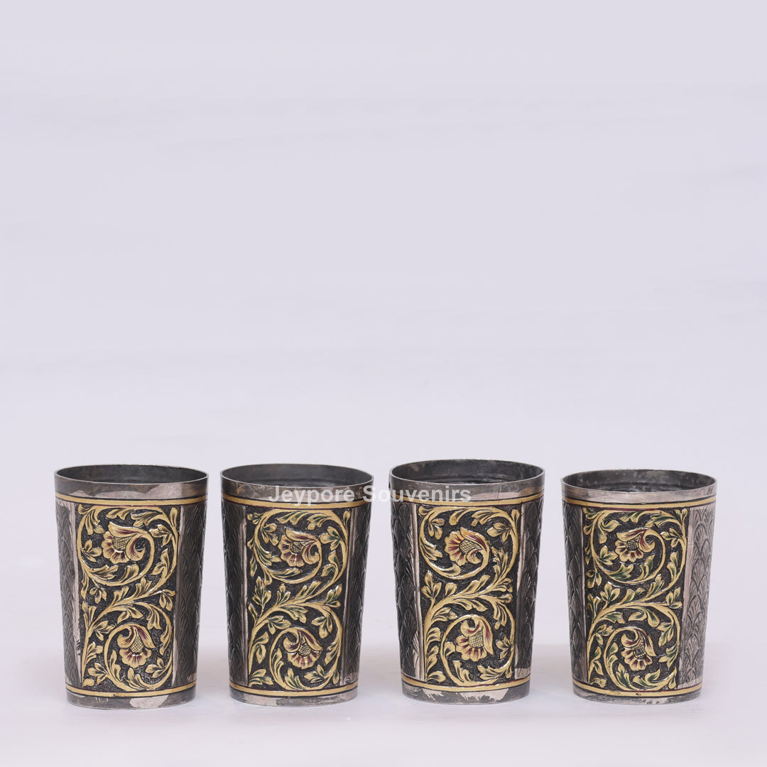 Handcrafted Oxidized Floral Design Decorative Glass