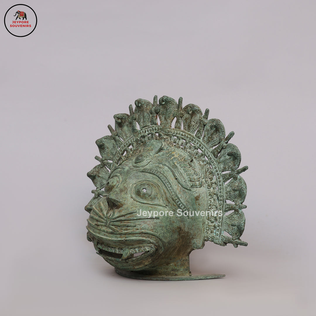 Traditional Indian Heritage Brass Bhuta Deity Face Mask