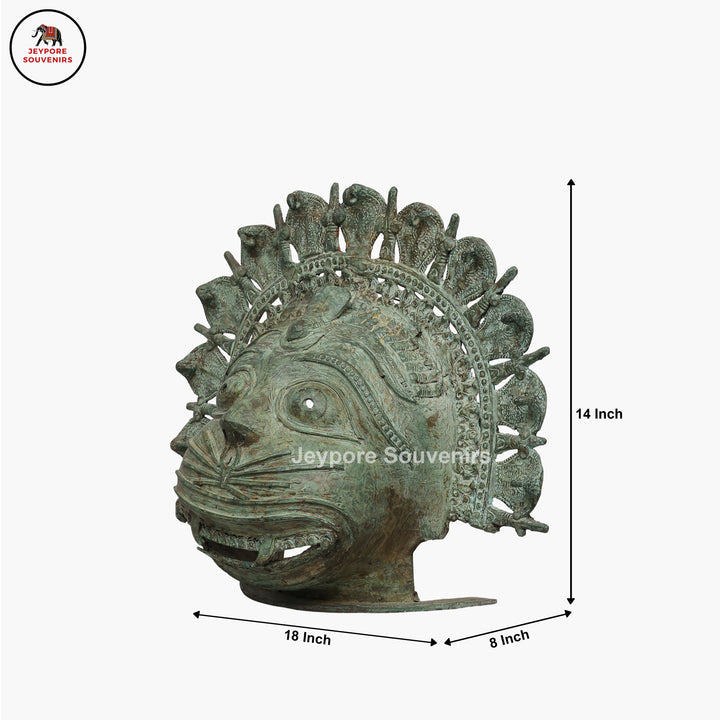 Traditional Indian Heritage Brass Bhuta Deity Face Mask
