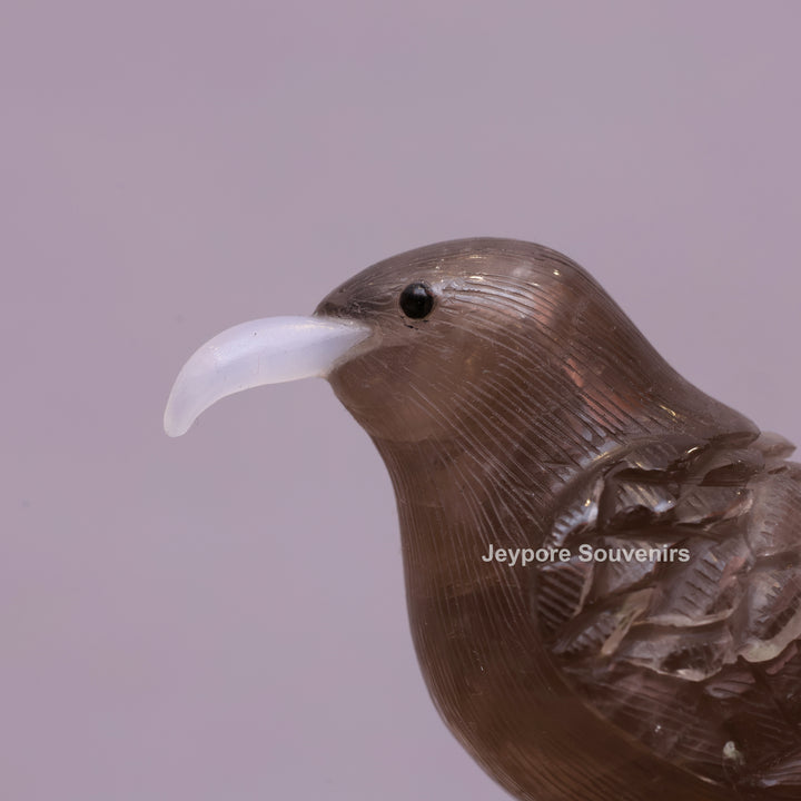 Smokey Quartz Bird With Green Aventurine Tail On Crystal Base