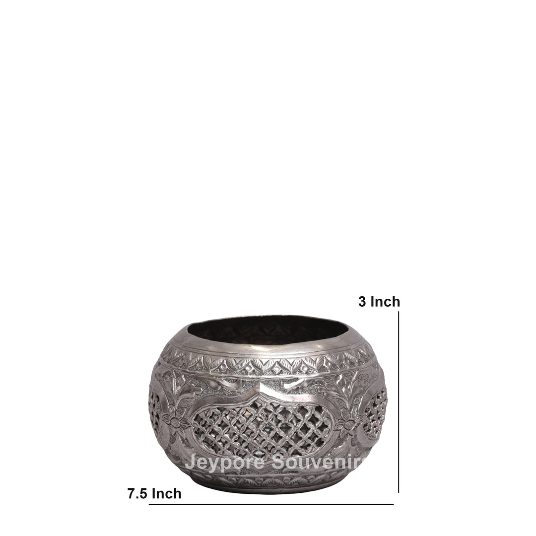 Handcrafted Victory Mosaic German Silver Tea Light Candle Holder