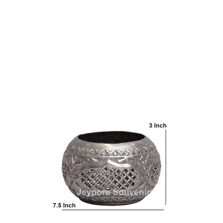 Handcrafted Victory Mosaic German Silver Tea Light Candle Holder