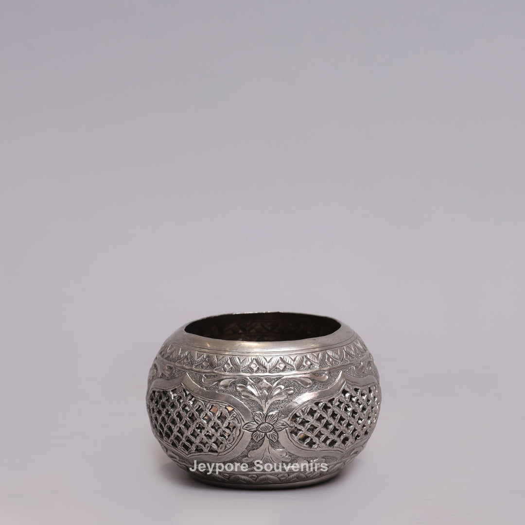 Handcrafted Victory Mosaic German Silver Tea Light Candle Holder