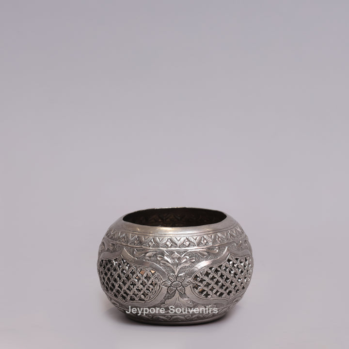 Handcrafted Victory Mosaic German Silver Tea Light Candle Holder