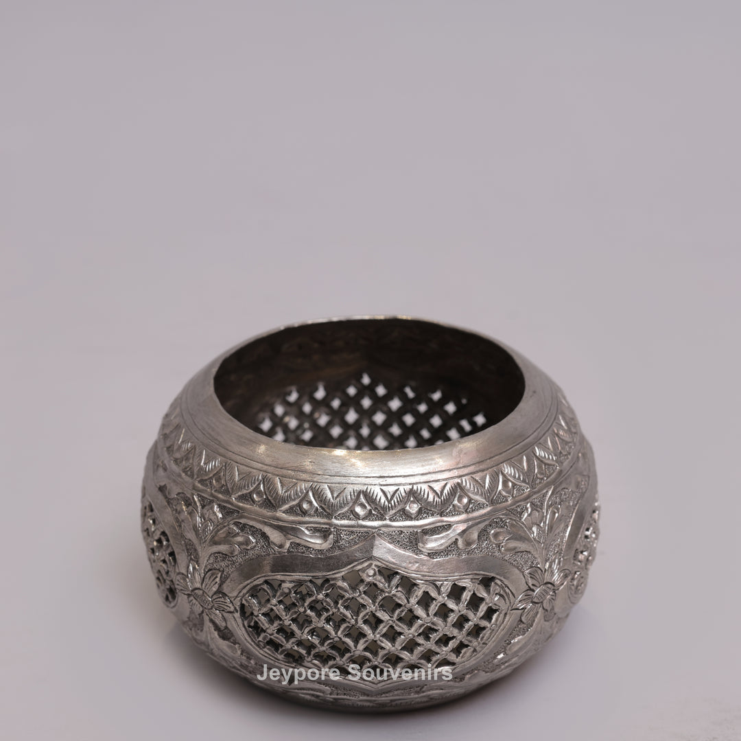 Handcrafted Victory Mosaic German Silver Tea Light Candle Holder