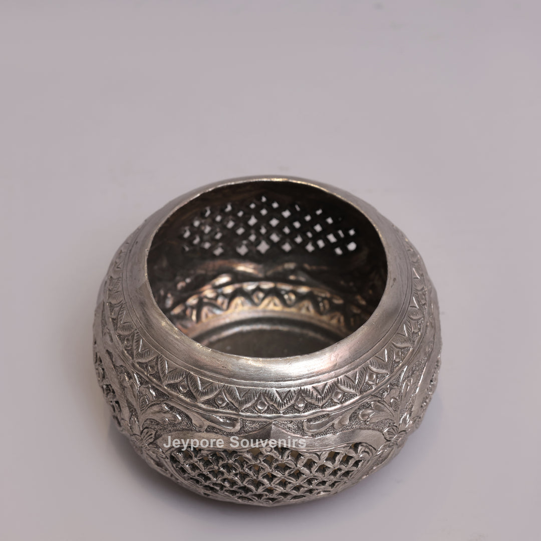 Handcrafted Victory Mosaic German Silver Tea Light Candle Holder