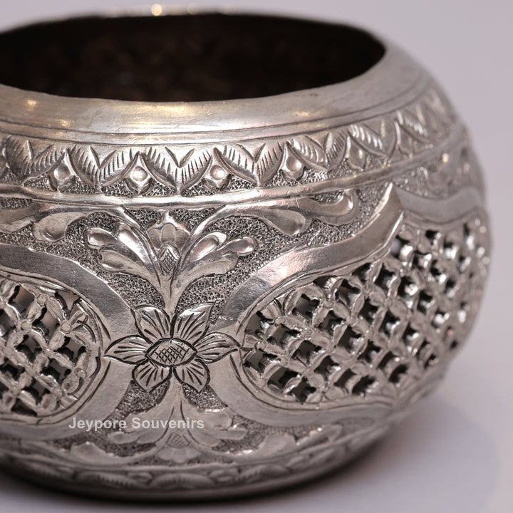 Handcrafted Victory Mosaic German Silver Tea Light Candle Holder