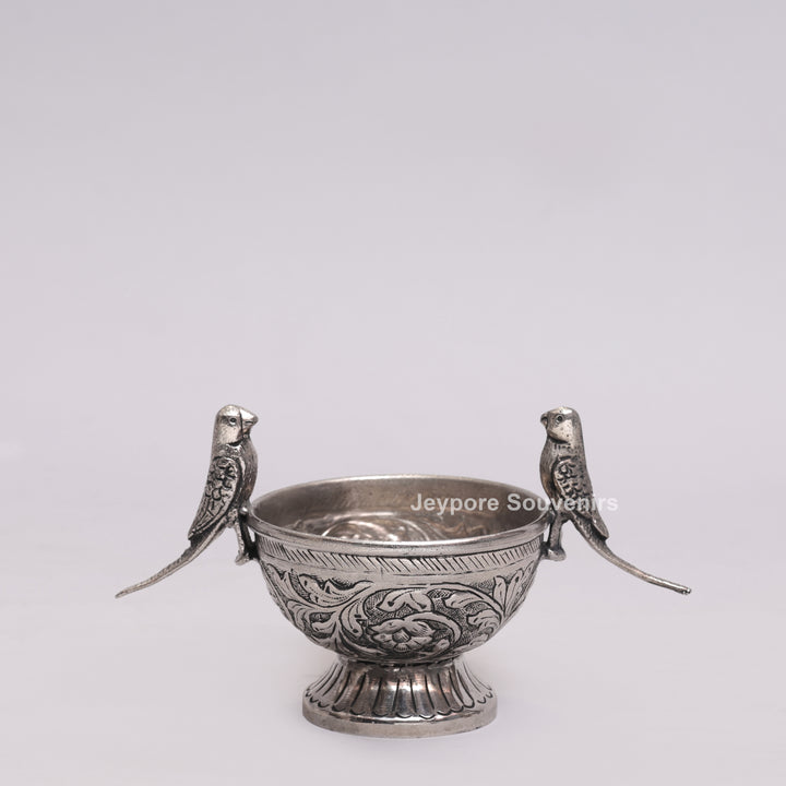 Handcrafted German Silver Polished Decorative Parrot Bowl