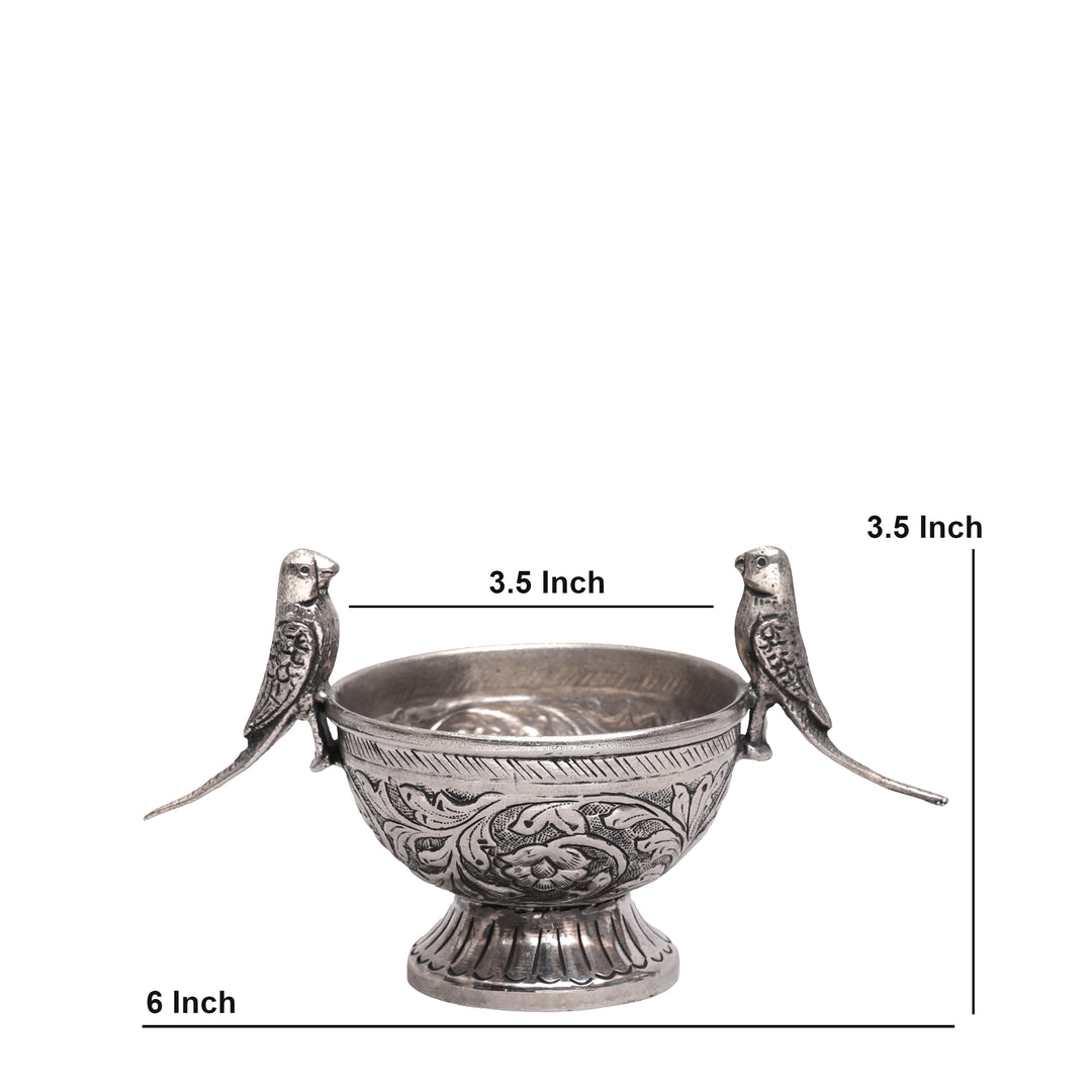 Handcrafted German Silver Polished Decorative Parrot Bowl