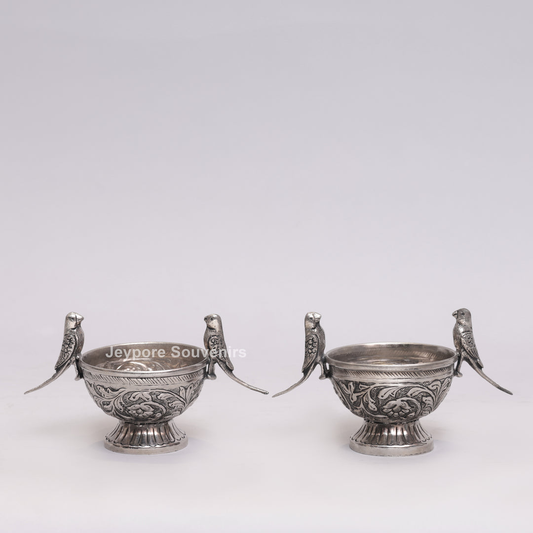 Handcrafted German Silver Polished Decorative Parrot Bowl
