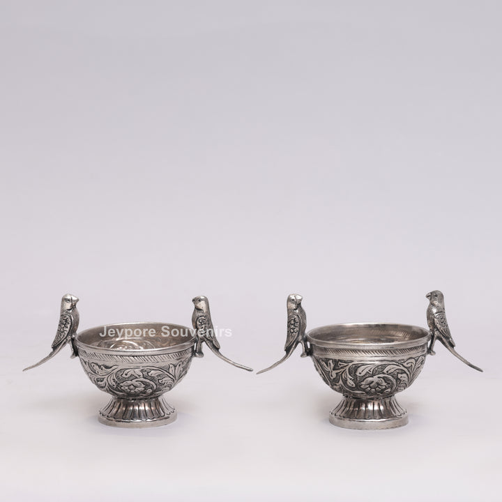 Handcrafted German Silver Polished Decorative Parrot Bowl