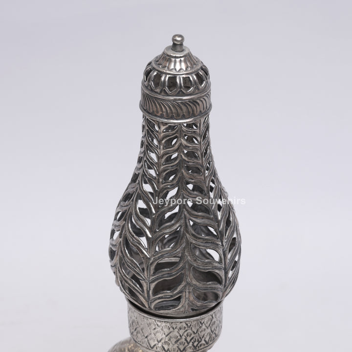 Handcrafted Antique Silver Polished Lion Face Candle Stand