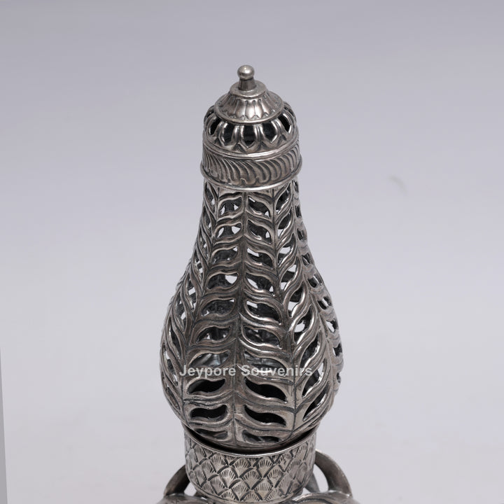 Handcrafted Antique Silver Polished Ram Head Candle Stand