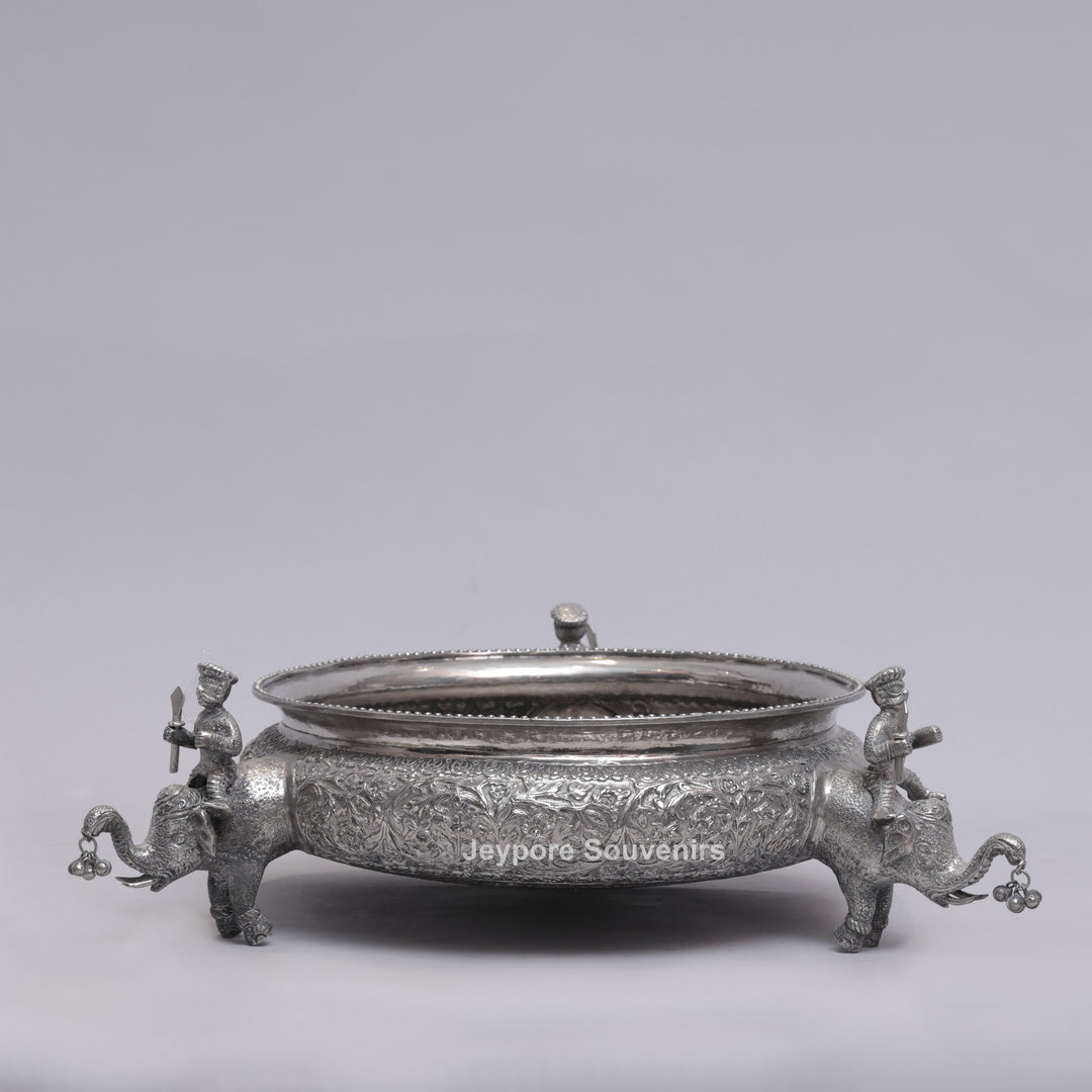 Antique Silver Finish Elephant Royal Serving Bowl