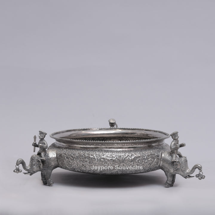Antique Silver Finish Elephant Royal Serving Bowl